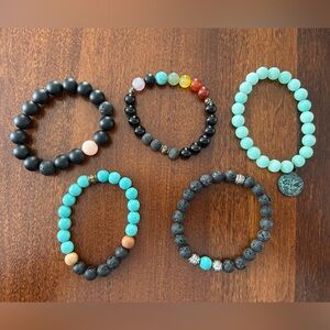 Lot of 5 natural gemstones beaded bracelets